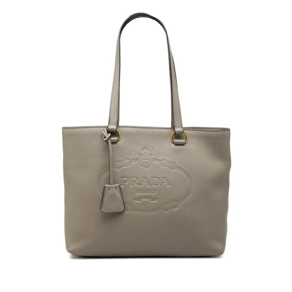 Prada Logo Emboss Tote Bag